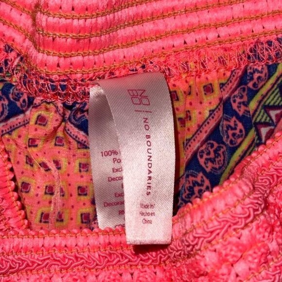 Boho Tribal Print Womens Shorts XL/XG (15-17) Coral Combo 100% Polyester Elastic - Picture 5 of 11
